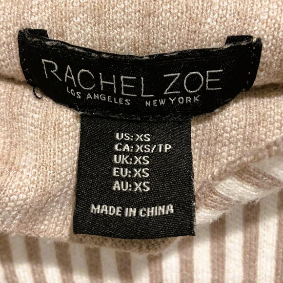 Rachel Zoe Vertical Stripe Mock Neck Taupe Women Sweater - Picture 3 of 3